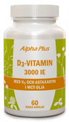 Alpha Plus D3-vitamin 3000 IE med K2-vitamin och astaxantin 60 kapslar