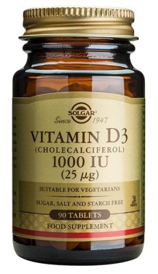 Solgar Vitamin D3 1000 IU (25 ug) 90 tabletter (kort datum)