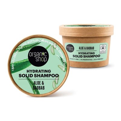Organic Shop Hydrating solid Shampoo Aloe & Baobab 60g